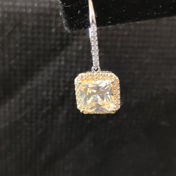 *MOVING SALE* NIB Vanna K. for Bella Luce CZ Yellow Diamond Halo Dangle Earrings - Picture 5 of 8